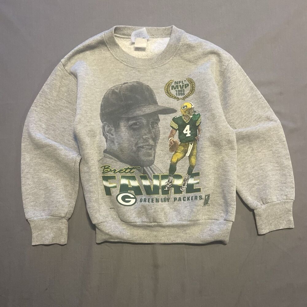 Vintage 1997 Brett Favre MVP Green Bay Packers Sweatshirt USA Kids Medium